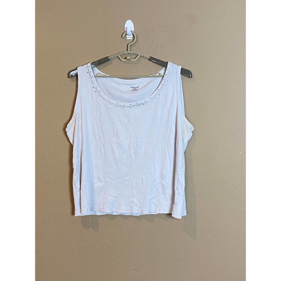 St. John's Bay Tops - St John's Bay White Rhinestone Tank Top - Size 3X